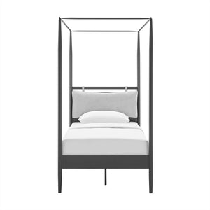 Modway Furniture Marlowe Twin Canopy Bed - Modern Metal Platform Frame with Cushioned Headboard & Slatted Support MOD-7221-CHA-NPT