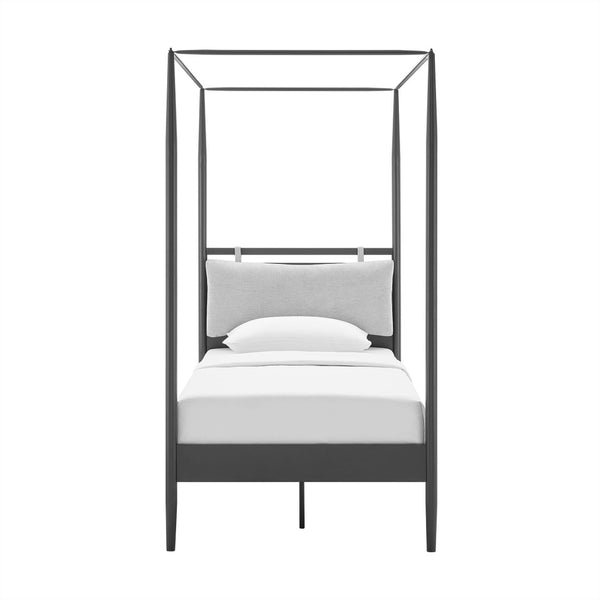 Modway Furniture Marlowe Twin Canopy Bed - Modern Metal Platform Frame with Cushioned Headboard & Slatted Support MOD-7221-CHA-NPT
