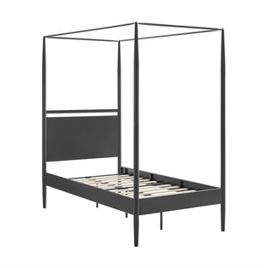 Modway Furniture Marlowe Twin Canopy Bed - Modern Metal Platform Frame with Cushioned Headboard & Slatted Support MOD-7221-CHA-NPT