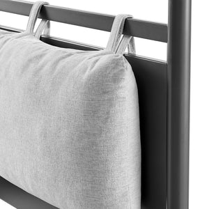 Modway Furniture Marlowe Twin Canopy Bed - Modern Metal Platform Frame with Cushioned Headboard & Slatted Support MOD-7221-CHA-NPT