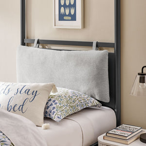 Modway Furniture Marlowe Twin Canopy Bed - Modern Metal Platform Frame with Cushioned Headboard & Slatted Support MOD-7221-CHA-NPT