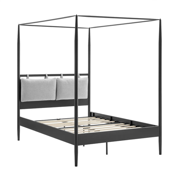 Modway Furniture Marlowe 4-Poster Canopy Bed - Modern Metal Full Platform Design with Adjustable Headrests in Charcoal MOD-7222-CHA-NPT