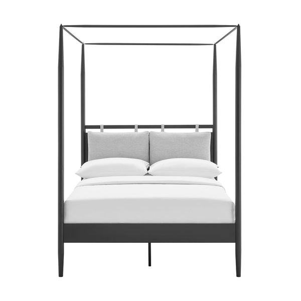 Modway Furniture Marlowe 4-Poster Canopy Bed - Modern Metal Full Platform Design with Adjustable Headrests in Charcoal MOD-7222-CHA-NPT