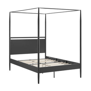 Modway Furniture Marlowe 4-Poster Canopy Bed - Modern Metal Full Platform Design with Adjustable Headrests in Charcoal MOD-7222-CHA-NPT