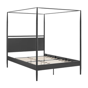 Modway Furniture Marlowe Modern 4-Poster Canopy Queen Bed with Adjustable Cushioned Headboard - Charcoal Finish MOD-7223-CHA-NPT