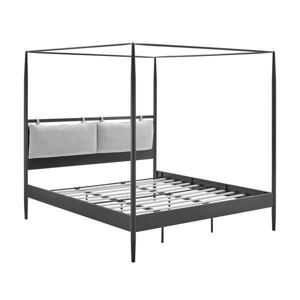 Modway Furniture Marlowe 4-Poster Canopy Metal King Platform Bed – Modern Minimalist Design with Adjustable Headboard MOD-7224-CHA-NPT