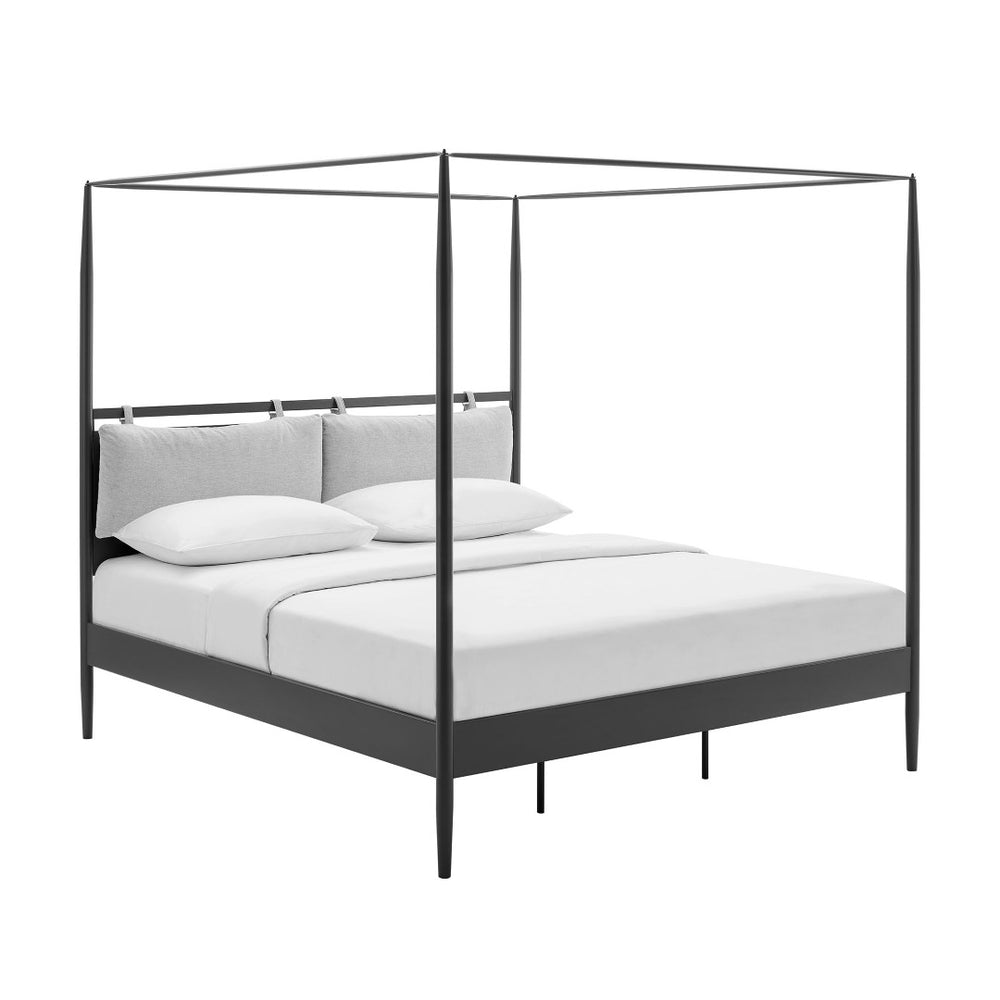Modway Furniture Marlowe 4-Poster Canopy Metal King Platform Bed – Modern Minimalist Design with Adjustable Headboard MOD-7224-CHA-NPT