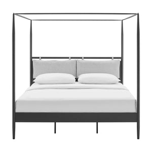 Modway Furniture Marlowe 4-Poster Canopy Metal King Platform Bed – Modern Minimalist Design with Adjustable Headboard MOD-7224-CHA-NPT