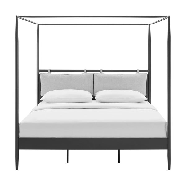 Modway Furniture Marlowe 4-Poster Canopy Metal King Platform Bed – Modern Minimalist Design with Adjustable Headboard MOD-7224-CHA-NPT
