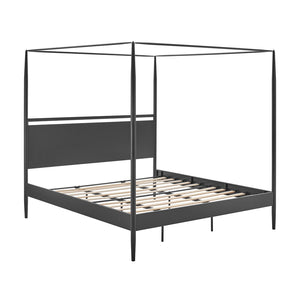Modway Furniture Marlowe 4-Poster Canopy Metal King Platform Bed – Modern Minimalist Design with Adjustable Headboard MOD-7224-CHA-NPT