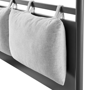 Modway Furniture Marlowe 4-Poster Canopy Metal King Platform Bed – Modern Minimalist Design with Adjustable Headboard MOD-7224-CHA-NPT