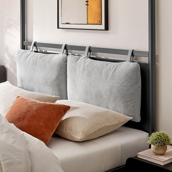 Modway Furniture Marlowe 4-Poster Canopy Metal King Platform Bed – Modern Minimalist Design with Adjustable Headboard MOD-7224-CHA-NPT