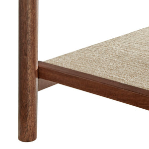 Modway Furniture Oswin 1-Drawer Mid-Century Nightstand with Woven Jute Shelf - Solid Mango Wood, Walnut Finish MOD-7227-WAL