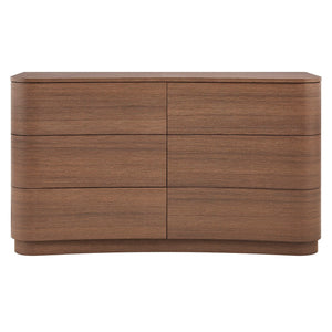 Modway Furniture Mirae 6-Drawer Curved Dresser - Modern Storage Solution for Bedroom, Entryway, or Living Room Use Brushed Brown Oak MOD-7229-BBO