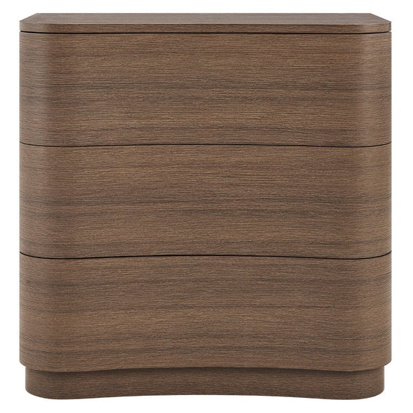 Modway Furniture Mirae 3-Drawer Curved Compact Dresser - Stylish Storage Solution for Small Spaces and Modern Homes Brushed Brown Oak MOD-7230-BBO