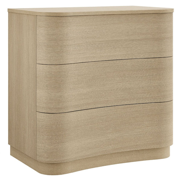 Modway Furniture Mirae 3-Drawer Curved Compact Dresser - Stylish Storage Solution for Small Spaces and Modern Homes Brushed Light Oak MOD-7230-BOA