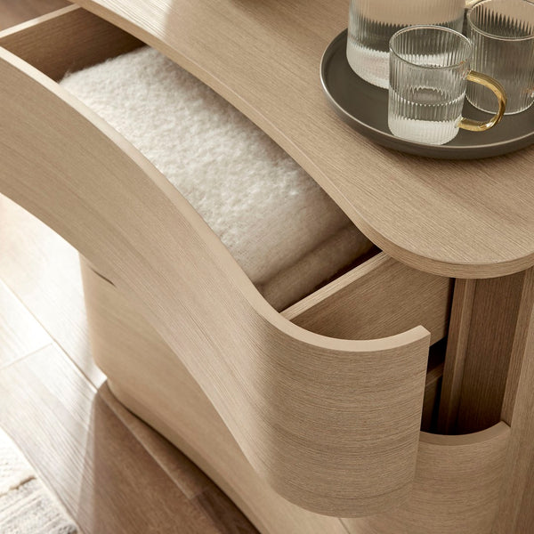 Modway Furniture Mirae 3-Drawer Curved Compact Dresser - Stylish Storage Solution for Small Spaces and Modern Homes Brushed Light Oak MOD-7230-BOA