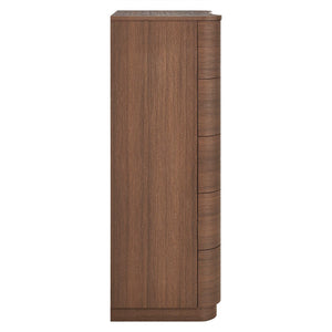 Modway Furniture Mirae 5-Drawer Curved Dresser - Modern Space-Saving Chest for Stylish Storage in Any Room Brushed Brown Oak MOD-7231-BBO