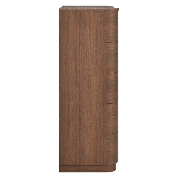 Modway Furniture Mirae 5-Drawer Curved Dresser - Modern Space-Saving Chest for Stylish Storage in Any Room Brushed Brown Oak MOD-7231-BBO