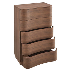 Modway Furniture Mirae 5-Drawer Curved Dresser - Modern Space-Saving Chest for Stylish Storage in Any Room Brushed Brown Oak MOD-7231-BBO