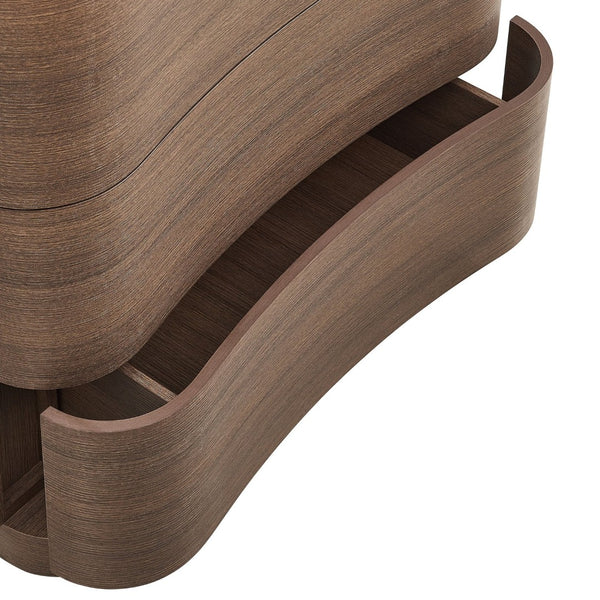 Modway Furniture Mirae 5-Drawer Curved Dresser - Modern Space-Saving Chest for Stylish Storage in Any Room Brushed Brown Oak MOD-7231-BBO