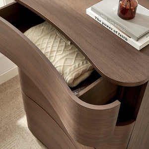 Modway Furniture Mirae 5-Drawer Curved Dresser - Modern Space-Saving Chest for Stylish Storage in Any Room Brushed Brown Oak MOD-7231-BBO