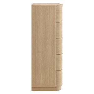 Modway Furniture Mirae 5-Drawer Curved Dresser - Modern Space-Saving Chest for Stylish Storage in Any Room Brush Light Oak MOD-7231-BOA