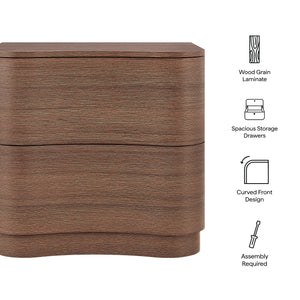 Modway Furniture Mirae 2-drawer Nightstand - Modern Curved Design With Sculptural Lines For Stylish Bedroom Storage Brown  Mod-7232-bbo