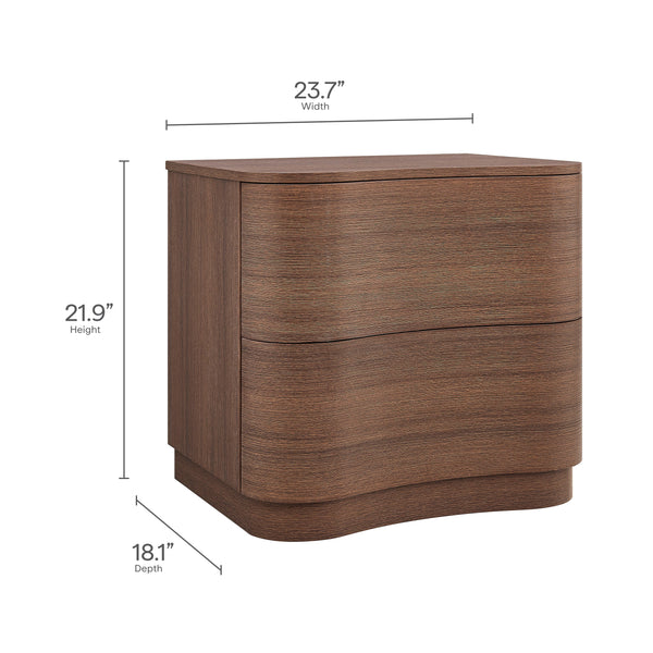Modway Furniture Mirae 2-drawer Nightstand - Modern Curved Design With Sculptural Lines For Stylish Bedroom Storage Brown  Mod-7232-bbo