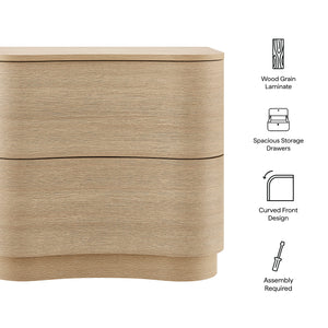 Modway Furniture Mirae 2-drawer Nightstand - Modern Curved Design With Sculptural Lines For Stylish Bedroom Storage Brown  Mod-7232-boa