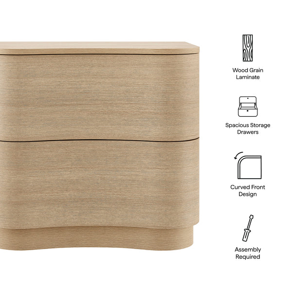 Modway Furniture Mirae 2-drawer Nightstand - Modern Curved Design With Sculptural Lines For Stylish Bedroom Storage Brown  Mod-7232-boa