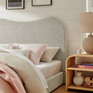 Modway Furniture Seluna Boucle Queen Platform Bed – Modern Upholstered Design with Sculptural Headboard & Support System Rock MOD-7233-RIV