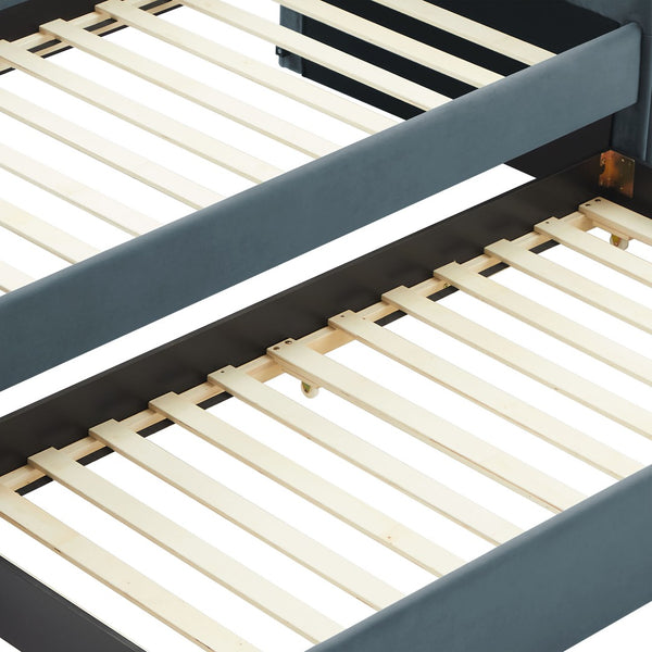 Modway Furniture Veyla Channel Tufted Performance Velvet Twin Daybed with Hidden Trundle for Stylish Living Spaces Cadet Blue MOD-7234-CAB