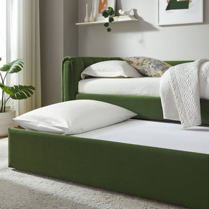 Modway Furniture Veyla Channel Tufted Performance Velvet Twin Daybed with Hidden Trundle for Stylish Living Spaces Moss Green MOD-7234-MOG