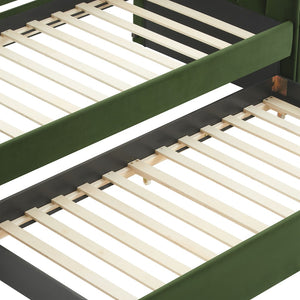 Modway Furniture Veyla Channel Tufted Performance Velvet Twin Daybed with Hidden Trundle for Stylish Living Spaces Moss Green MOD-7234-MOG