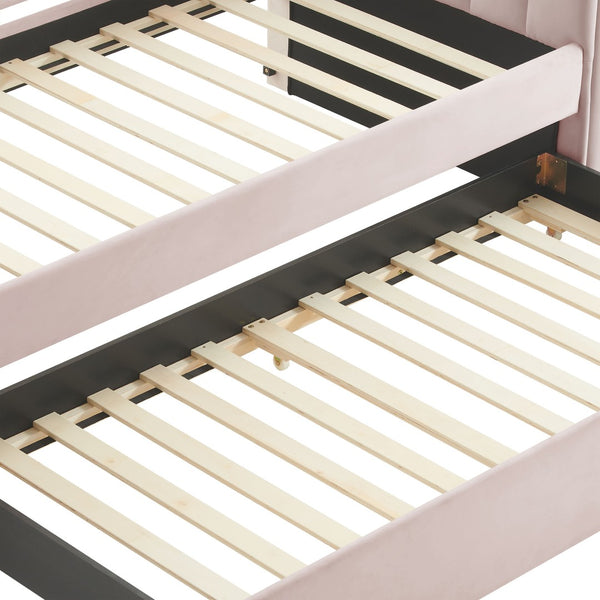 Modway Furniture Veyla Channel Tufted Performance Velvet Twin Daybed with Hidden Trundle for Stylish Living Spaces Pink MOD-7234-PNK