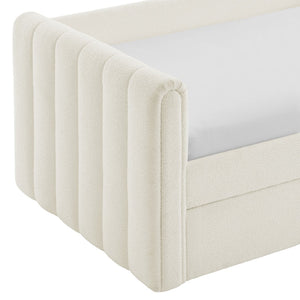 Modway Furniture Veyla Channel Tufted Boucle Twin Daybed with Trundle - Modern Space-Saving Comfort for Any Room MOD-7235-CLO