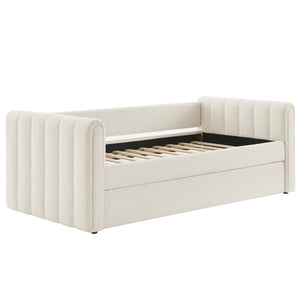 Modway Furniture Veyla Channel Tufted Boucle Twin Daybed with Trundle - Modern Space-Saving Comfort for Any Room MOD-7235-CLO