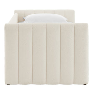 Modway Furniture Veyla Channel Tufted Boucle Twin Daybed with Trundle - Modern Space-Saving Comfort for Any Room MOD-7235-CLO