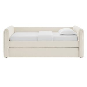 Modway Furniture Veyla Channel Tufted Boucle Twin Daybed with Trundle - Modern Space-Saving Comfort for Any Room MOD-7235-CLO