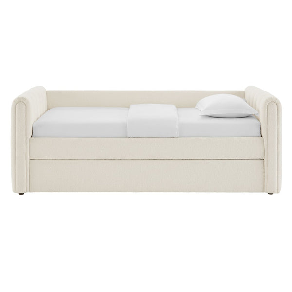 Modway Furniture Veyla Channel Tufted Boucle Twin Daybed with Trundle - Modern Space-Saving Comfort for Any Room MOD-7235-CLO