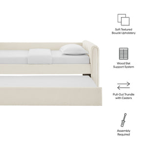 Modway Furniture Veyla Channel Tufted Boucle Twin Daybed with Trundle - Modern Space-Saving Comfort for Any Room MOD-7235-CLO