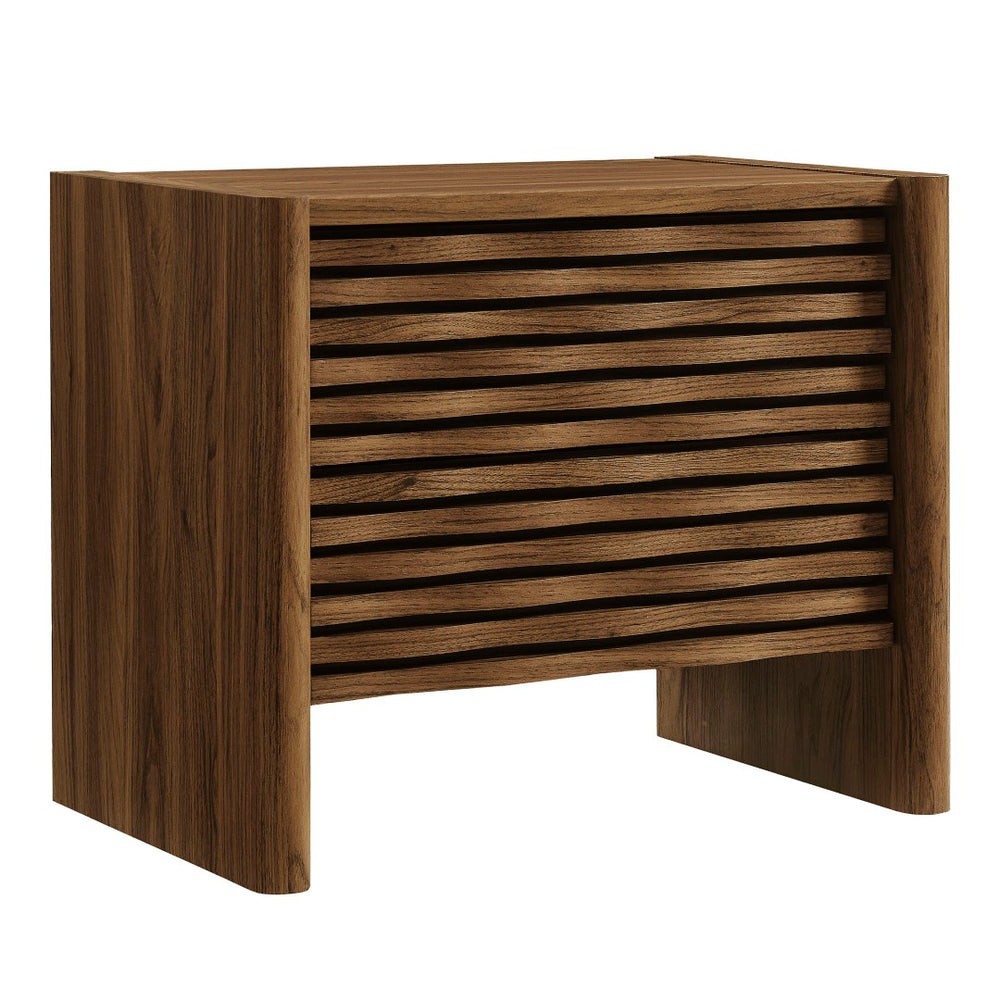 Modway Furniture Emric Wave Nightstand - Contemporary Walnut Accent Table with Full-Extension Drawers & Stylish Design MOD-7236-WAL