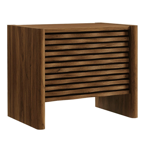 Modway Furniture Emric Wave Nightstand - Contemporary Walnut Accent Table with Full-Extension Drawers & Stylish Design MOD-7236-WAL