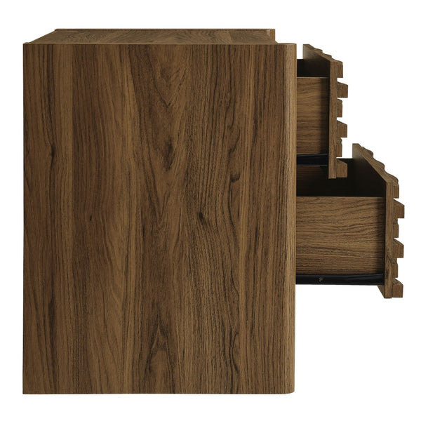 Modway Furniture Emric Wave Nightstand - Contemporary Walnut Accent Table with Full-Extension Drawers & Stylish Design MOD-7236-WAL