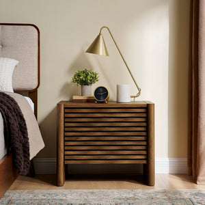 Modway Furniture Emric Wave Nightstand - Contemporary Walnut Accent Table with Full-Extension Drawers & Stylish Design MOD-7236-WAL