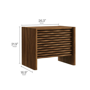 Modway Furniture Emric Wave Nightstand - Contemporary Walnut Accent Table with Full-Extension Drawers & Stylish Design MOD-7236-WAL