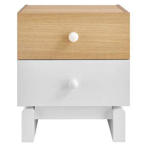Modway Furniture Nolia 2-Drawer Color Block Nightstand – Modern Mid-Century Design for Small Spaces & Easy Storage MOD-7238-OAK-WHI