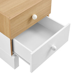 Modway Furniture Nolia 2-Drawer Color Block Nightstand – Modern Mid-Century Design for Small Spaces & Easy Storage MOD-7238-OAK-WHI