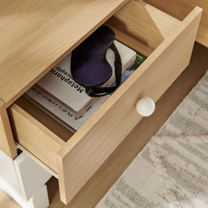 Modway Furniture Nolia 2-Drawer Color Block Nightstand – Modern Mid-Century Design for Small Spaces & Easy Storage MOD-7238-OAK-WHI